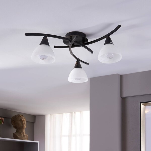 Lampa sufitowa Della Lindby, możliwość ściemniania, czarny, salon / jadalnia, szkło, dworkowy / rustykalny
