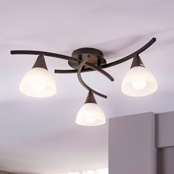 Lampa sufitowa Della Lindby, możliwość ściemniania, czarny, salon / jadalnia, szkło, dworkowy / rustykalny