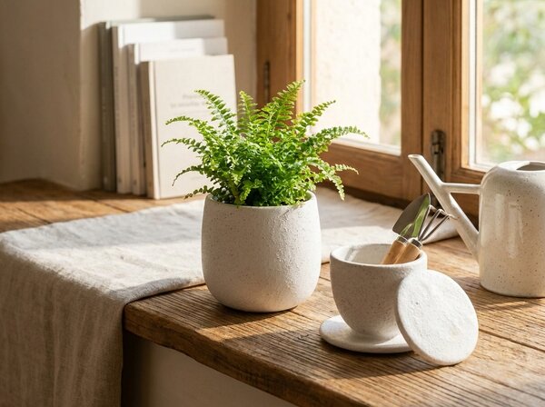 Dwuczęściowy zestaw ceramiczny filiżanki i pojemnika NEST 10 cm, biały