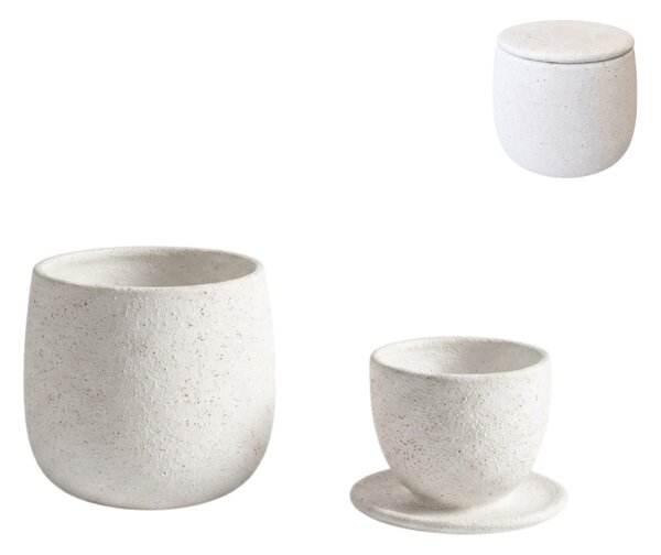 Dwuczęściowy zestaw ceramiczny filiżanki i pojemnika NEST 10 cm, biały