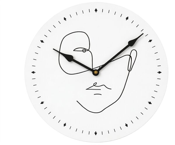 Zegar ścienny LINE FACE 29 cm, biały