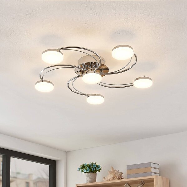 Lampa sufitowa LED Rouven Lindby, chromowy / srebrny, salon / jadalnia, metal, nowoczesny