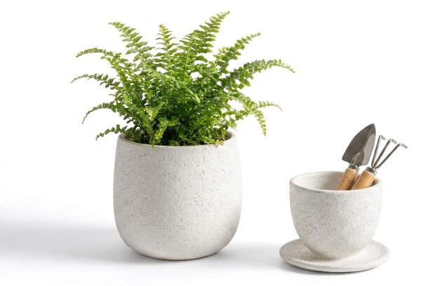 Dwuczęściowy zestaw ceramiczny filiżanki i pojemnika NEST 10 cm, biały