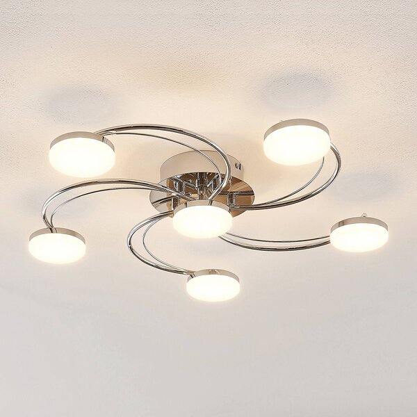 Lampa sufitowa LED Rouven Lindby, chromowy / srebrny, salon / jadalnia, metal, nowoczesny