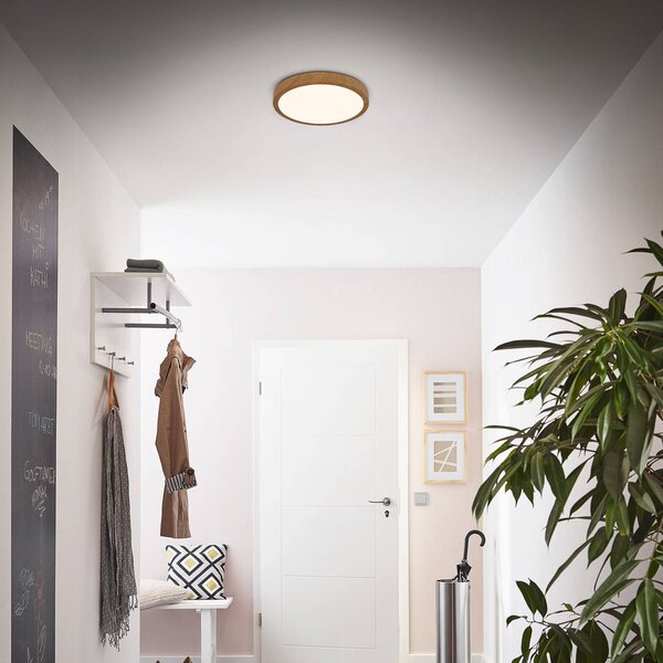 Briloner Lampa sufitowa LED Runa Wood, ciemne drewno, salon / jadalnia, metal