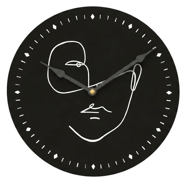 Zegar ścienny LINE FACE 29 cm, czarny