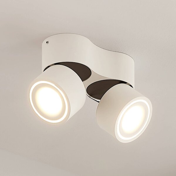 Arcchio Reflektor sufitowy LED Rotari, biały, 2-punktowa, 1362 lm Rotari Arcchio, możliwość ściemniania, biały / opal, przedpokój, aluminium, nowoczesny
