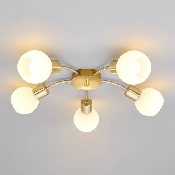 Lampa sufitowa ELAINA Lindby, możliwość ściemniania, mosiężny / złoty, salon / jadalnia, metal, nowoczesny