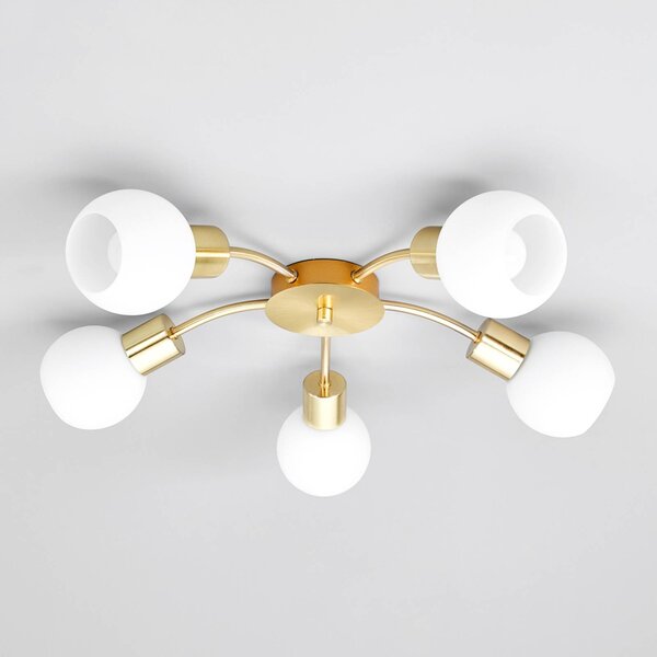 Lampa sufitowa ELAINA Lindby, możliwość ściemniania, mosiężny / złoty, salon / jadalnia, metal, nowoczesny