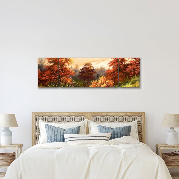 Obraz rzeki w jesiennym krajobrazie, obraz olejny (170x50 cm)