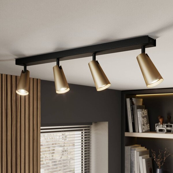 Lampa sufitowa Lucande Angelina, 4-punktowa, mosiądz/złoto Angelina Lucande, możliwość ściemniania, czarny, sypialnia, metal, skandynawski