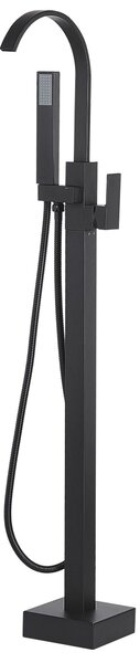 Nowoczesna wolnostojąca bateria wannowo-prysznicowa kształt łuku czarna matowa Ribbon Beliani