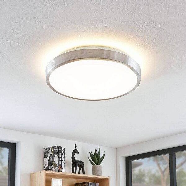 Lampa sufitowa LED Emelie Lindby, aluminiowy / szary / cynkowy, salon / jadalnia, aluminium, nowoczesny