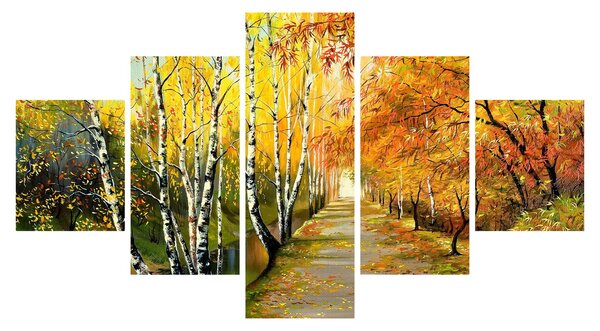Obraz - Romantyczna aleja wzdłuż wody, obraz olejny (125x70 cm)
