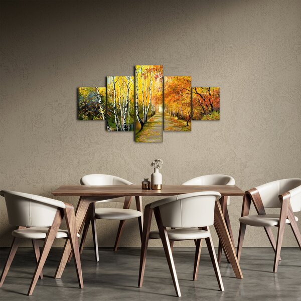 Obraz - Romantyczna aleja wzdłuż wody, obraz olejny (125x70 cm)