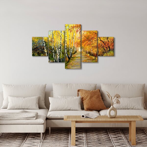 Obraz - Romantyczna aleja wzdłuż wody, obraz olejny (125x70 cm)