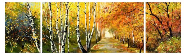 Obraz - Romantyczna aleja wzdłuż wody, obraz olejny (170x50 cm)