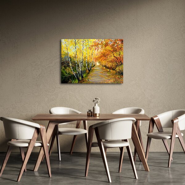Obraz - Romantyczna aleja wzdłuż wody, obraz olejny (70x50 cm)