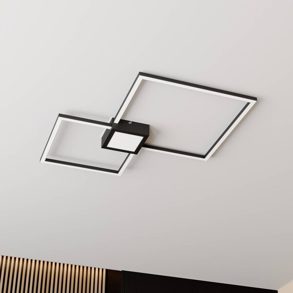 Lampa sufitowa LED Duetto Lindby, możliwość ściemniania, czarny, salon / jadalnia, aluminium, nowoczesny