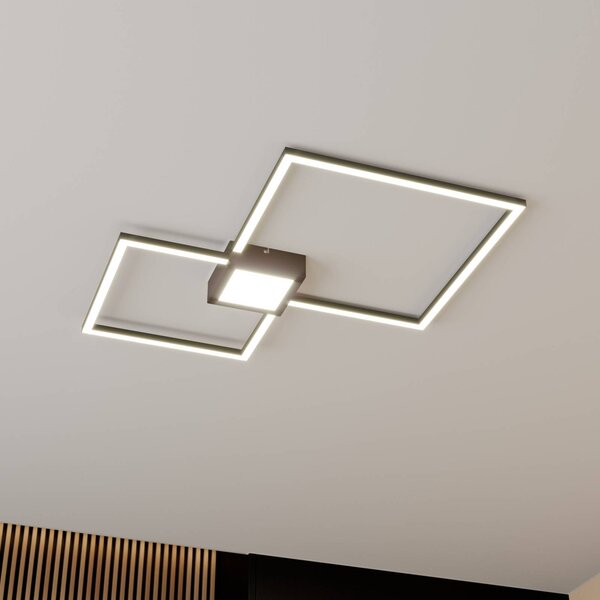 Lampa sufitowa LED Duetto Lindby, możliwość ściemniania, czarny, salon / jadalnia, aluminium, nowoczesny