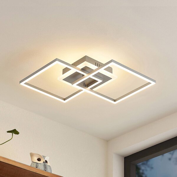 Lampa sufitowa LED Fjardo Lindby, możliwość ściemniania, aluminiowy / szary / cynkowy, salon / jadalnia, aluminium, nowoczesny