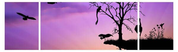 Obraz - Sylwetki zwierząt (170x50 cm)