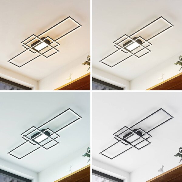 Lampa sufitowa LED Caitilin Lindby, możliwość ściemniania, aluminiowy / szary / cynkowy, salon / jadalnia, metal, nowoczesny