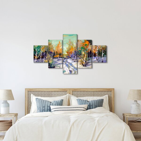 Obraz - Zaśnieżona ścieżka przez las, obraz olejny (125x70 cm)