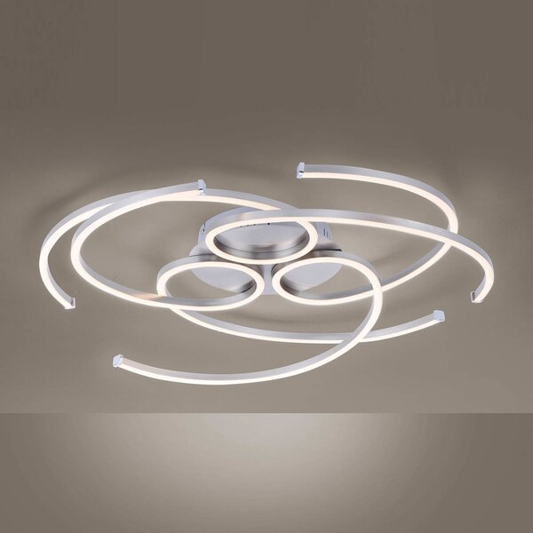Paul Neuhaus Lampa sufitowa LED Danilo, możliwość ściemniania, aluminiowy / szary / cynkowy, salon / jadalnia, aluminium, nowoczesny