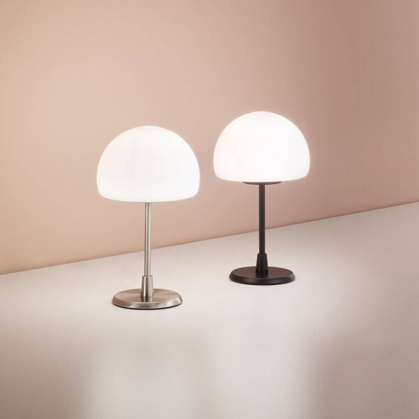 Fabas Luce Lampa stołowa Gaia, możliwość ściemniania, chromowy / srebrny, sypialnia, szkło, nowoczesny