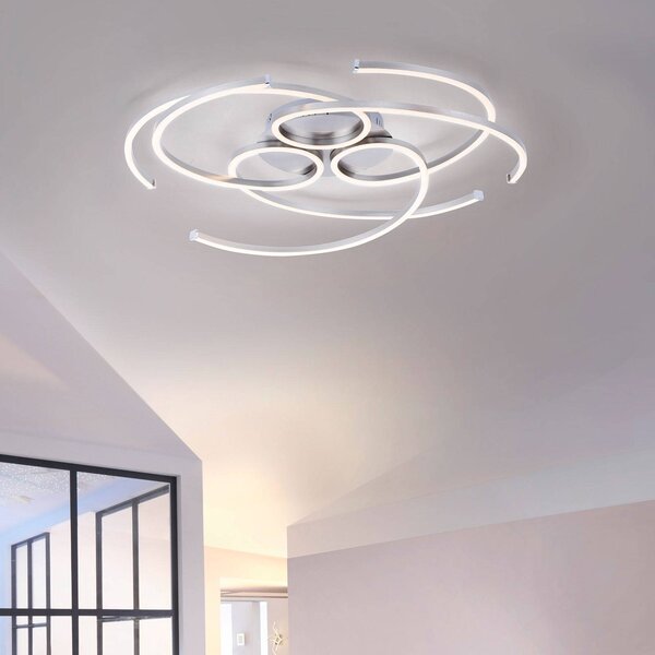 Paul Neuhaus Lampa sufitowa LED Danilo, możliwość ściemniania, aluminiowy / szary / cynkowy, salon / jadalnia, aluminium, nowoczesny