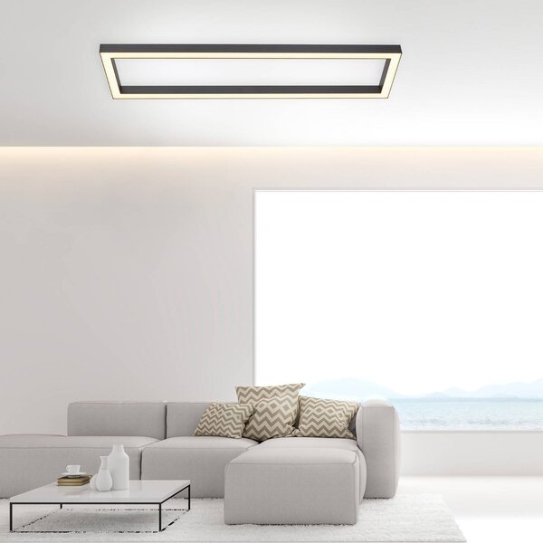 PURE Lampa sufitowa LED Lines Square, możliwość ściemniania, aluminiowy / szary / cynkowy, salon / jadalnia, metal, nowoczesny
