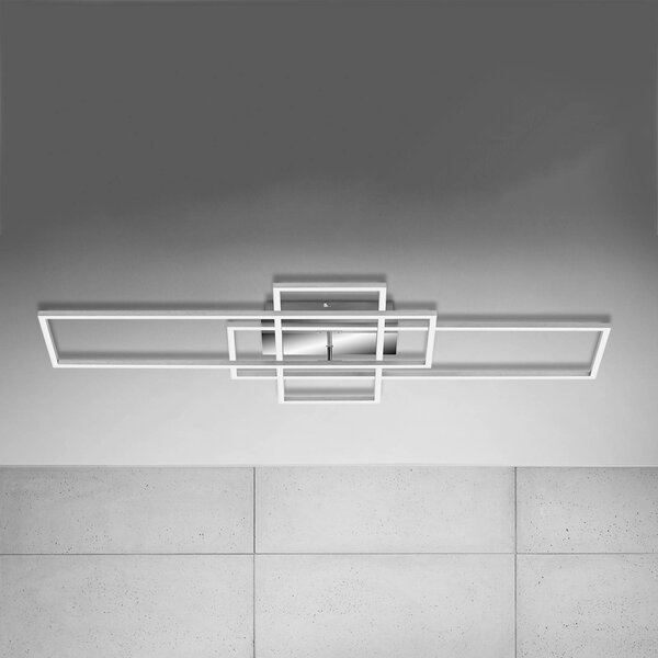 Briloner Lampa sufitowa LED Frame, możliwość ściemniania, aluminiowy / szary / cynkowy, salon / jadalnia, metal, nowoczesny