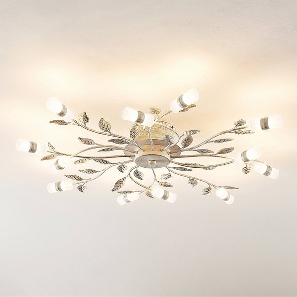 Lampa sufitowa LED Bolonia Lindby, brązowy / mosiężny, salon / jadalnia, metal, dworkowy / rustykalny