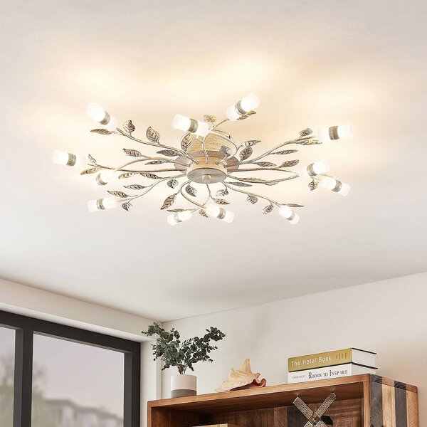 Lampa sufitowa LED Bolonia Lindby, brązowy / mosiężny, salon / jadalnia, metal, dworkowy / rustykalny