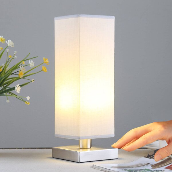 Lampa stołowa Julina Lindby, aluminiowy / szary / cynkowy, sypialnia, tkanina / materiał / jedwab, nowoczesny