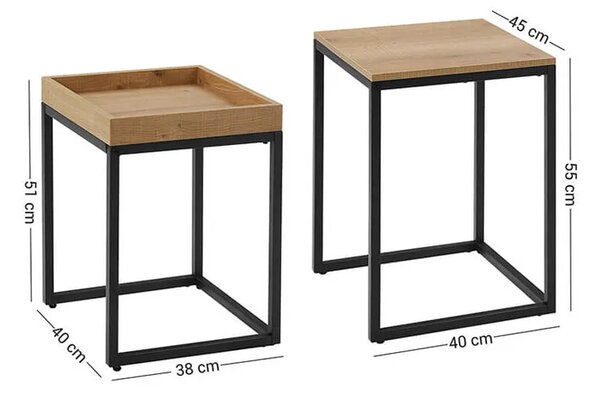 Loftowy Stolik Kawowy 2W1 Miodowy Brąz 120 Cm D6-T02