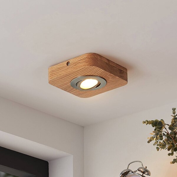 Lampa sufitowa LED Mikari, 14 cm, drewno, obrotowa Mikari Lindby, jasne drewno, salon / jadalnia, drewno, nowoczesny