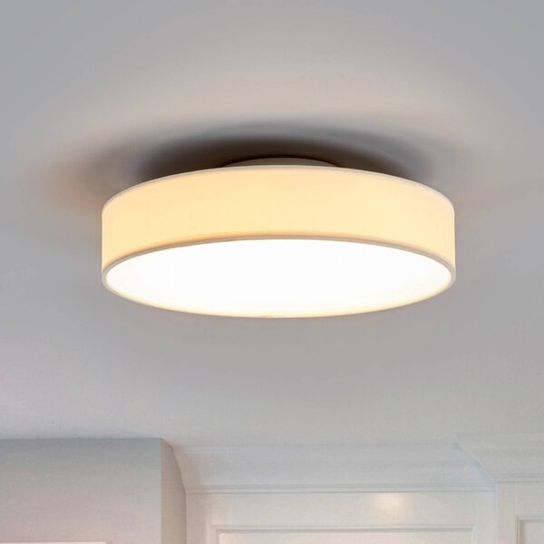 Lampa sufitowa Saira Lindby, biały / opal, salon / jadalnia, tkanina / materiał / jedwab, nowoczesny