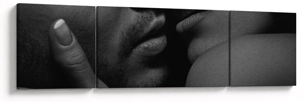 Obraz - Pocałunek, czarno - białe zdjęcie (170x50 cm)