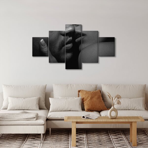 Obraz - Pocałunek, czarno - białe zdjęcie (125x70 cm)