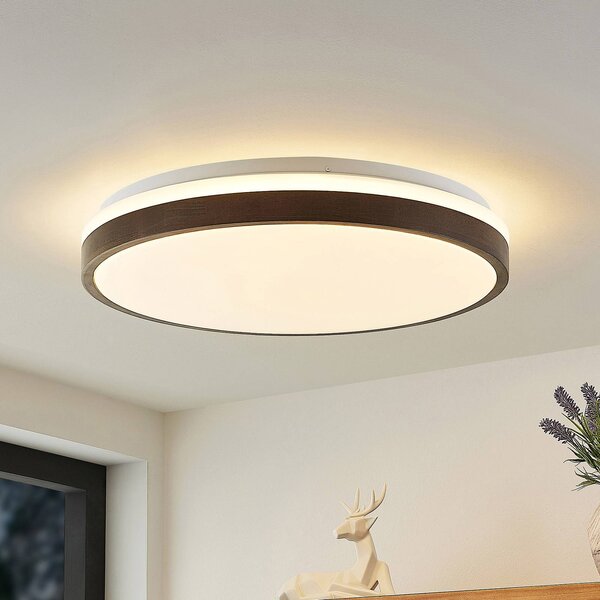 Lampa sufitowa LED Hudsona Lindby, możliwość ściemniania, ciemne drewno, salon / jadalnia, drewno, nowoczesny