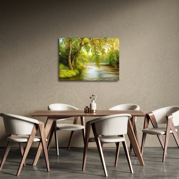 Obraz - Wierzba nad jeziorem, obraz olejny (70x50 cm)