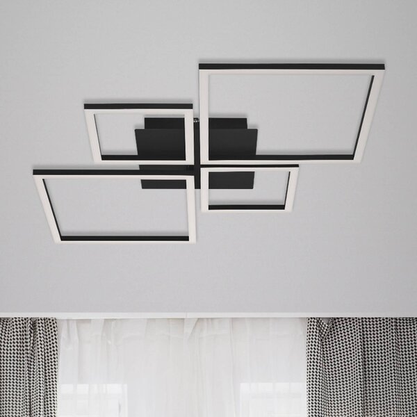 Briloner Lampa sufitowa LED Frame, możliwość ściemniania, czarny, salon / jadalnia, metal, nowoczesny