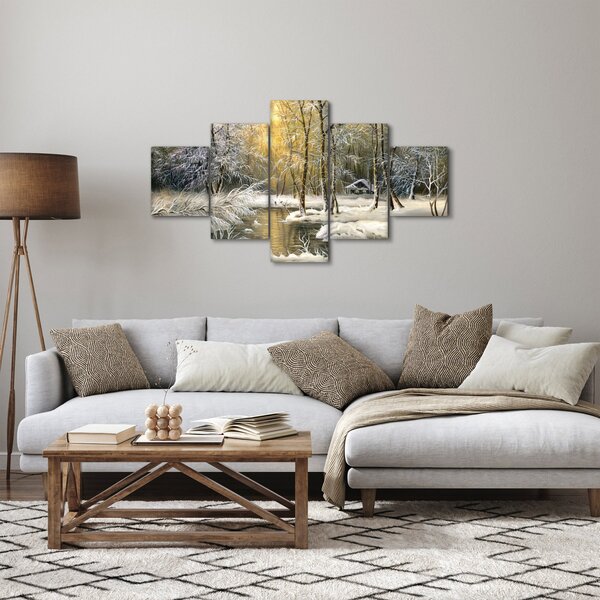 Obraz - Domek w lesie, obraz olejny (125x70 cm)