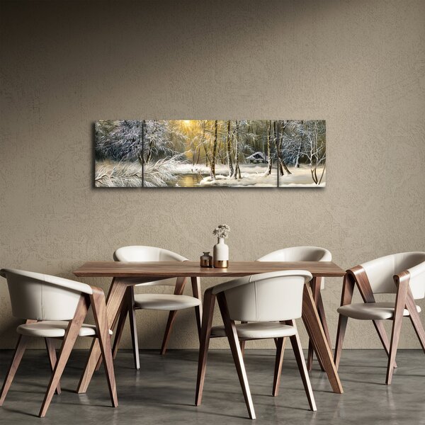 Obraz - Domek w lesie, obraz olejny (170x50 cm)
