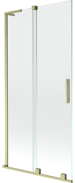 Mexen Velar L parawan nawannowy 2-skrzydłowy rozsuwany 90 x 150 cm, transparent, złoty szczotkowany - 896-090-003-01-55