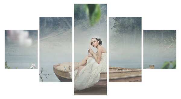 Obraz - Kobieta na łodzi (125x70 cm)
