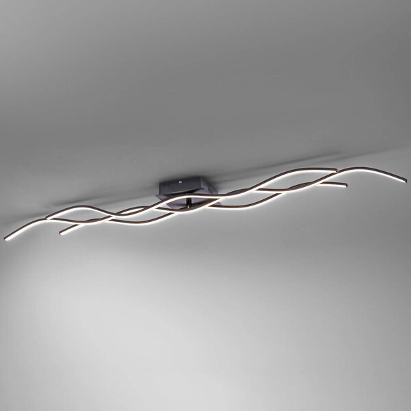 JUST LIGHT. GmbH Lampa sufitowa LED Wave, czarny, salon / jadalnia, metal, nowoczesny