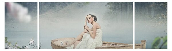 Obraz - Kobieta na łodzi (170x50 cm)